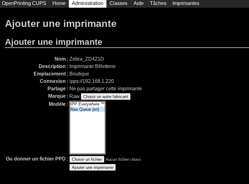 Choix du modèle : sélection de Raw Queue (en)